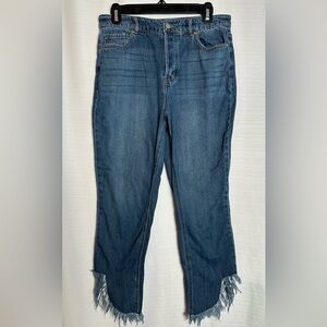 Versona Women's Blue Frayed Hem Jeans, size 10/modern